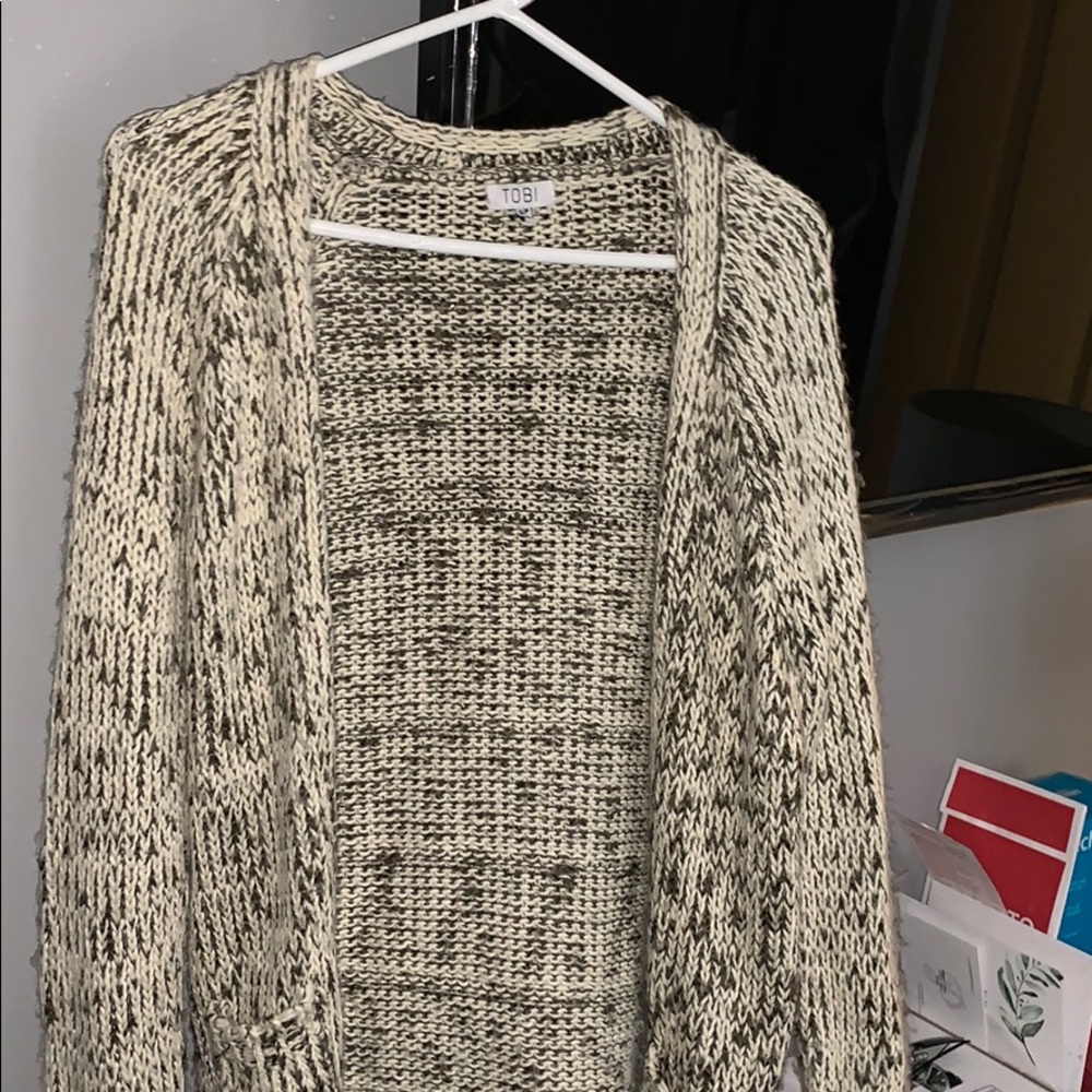 Cream & Grey Tobi Cardigan w/ Pockets
